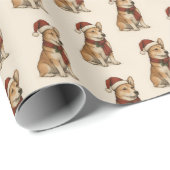 Elegante Weihnachts-Corgi-Weihnachtsmannmütze Fest Geschenkpapier (Rolleneckpunkt)