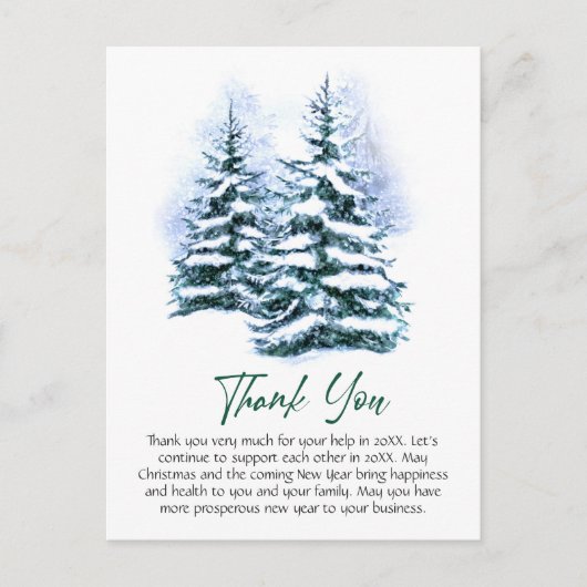 Elegante Weihnachts Corporate Danke Postkarte (Vorderseite)