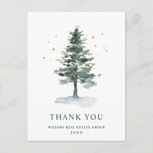 Elegante Weihnachts Corporate Danke Postkarte (Vorderseite)