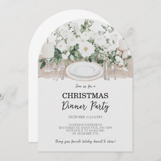 Elegante Weihnachts-Dinner Party Einladung (Vorne/Hinten)