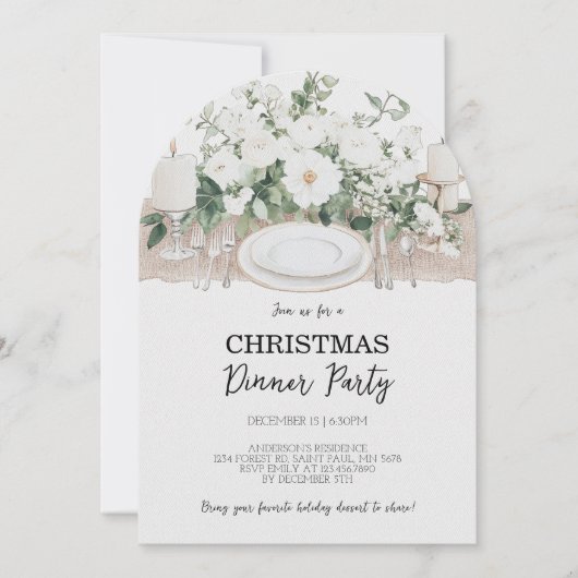Elegante Weihnachts-Dinner Party Einladung (Vorderseite)