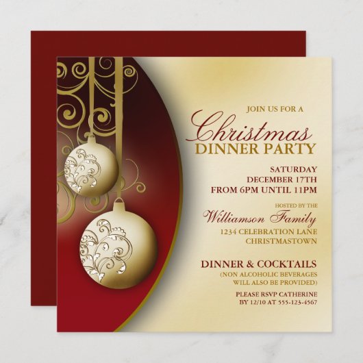 Elegante Weihnachts-Dinner Party Einladung (Vorne/Hinten)