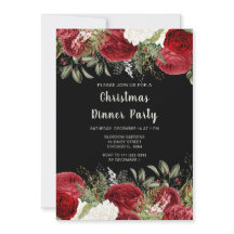 Elegante Weihnachts-Dinnerparty rote Blumen