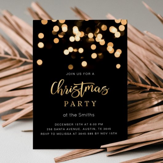 Elegante Weihnachts-Einladung Black and Gold Einladung