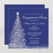 Elegante Weihnachts-Engagement Partei Silver Navy Einladung (Vorne/Hinten)