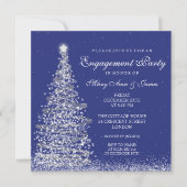 Elegante Weihnachts-Engagement Partei Silver Navy Einladung (Vorderseite)