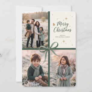 Elegante Weihnachts-Familienfoto-Collage Feiertagskarte
