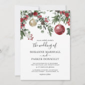 Elegante Weihnachts-Flora-Winter-Hochzeit Einladung (Vorderseite)