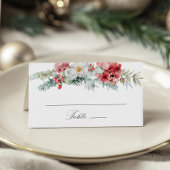 Elegante Weihnachts-Flora-Winter-Hochzeit Platzkarte
