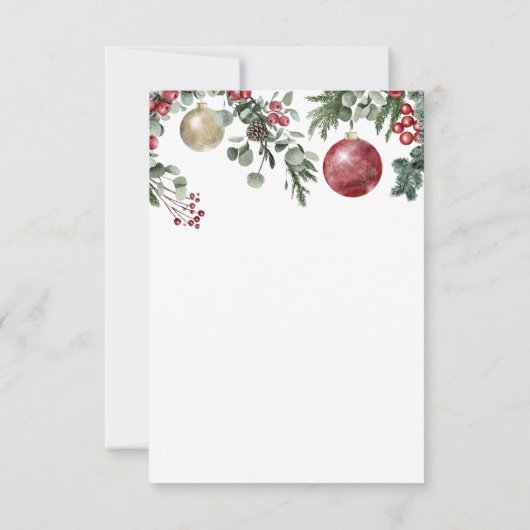 Elegante Weihnachts-Flora-Winter-Hochzeit RSVP Karte (Rückseite)