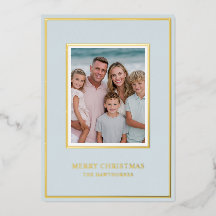 Elegante Weihnachts-Foto Lichtblau Gold