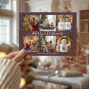 Elegante Weihnachts-Fotocollage Feiertagspostkarte