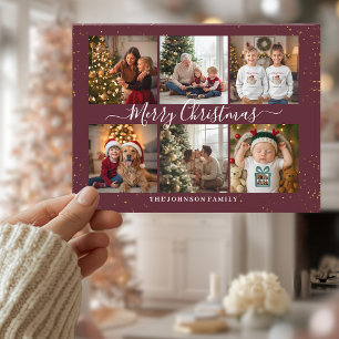 Elegante Weihnachts-Fotocollage Feiertagspostkarte
