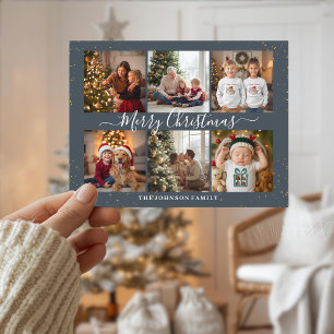 Elegante Weihnachts-Fotocollage Feiertagspostkarte