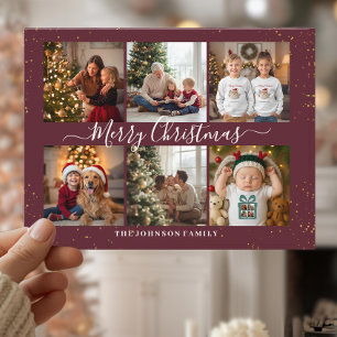 Elegante Weihnachts-Fotocollage Feiertagspostkarte