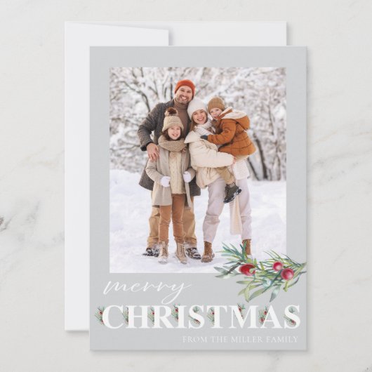 Elegante Weihnachts-Fotokarte Feiertagskarte (Vorderseite)