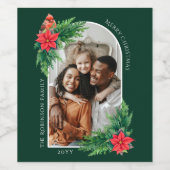 Elegante Weihnachts-Fotokarte Winter Grün Weinetikett (Einzelnes Label)