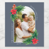 Elegante Weihnachts-Fotokarte Winter Grün Weinetikett (Einzelnes Label)