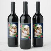 Elegante Weihnachts-Fotokarte Winter Grün Weinetikett (Flaschen)