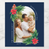 Elegante Weihnachts-Fotokarte Winter Grün Weinetikett (Einzelnes Label)