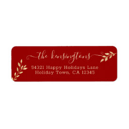 Elegante Weihnachts-Gold-Blätter auf dem Winterrot