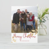 Elegante Weihnachts-Gold-Blätter | FOTO Feiertagskarte (Stehend Vorderseite)