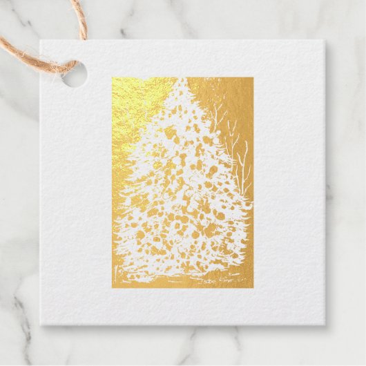 Elegante Weihnachts-Goldbaumkarte Geschenkanhänger (Vorderseite)