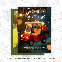 Elegante Weihnachts Golf Cart Ornament ・ Foto Gree Feiertagskarte