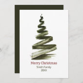 Elegante Weihnachts-Grüne Bäume Wasserfarbe Einladung (Vorne/Hinten)