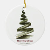 Elegante Weihnachts-Grüne Bäume Wasserfarbe Keramik Ornament (Vorne)