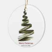Elegante Weihnachts-Grüne Bäume Wasserfarbe Keramik Ornament (Links)