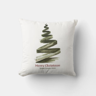 Elegante Weihnachts-Grüne Bäume Wasserfarbe Kissen