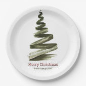 Elegante Weihnachts-Grüne Bäume Wasserfarbe Pappteller (Vorderseite)