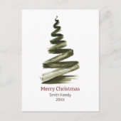 Elegante Weihnachts-Grüne Bäume Wasserfarbe Postkarte (Vorderseite)