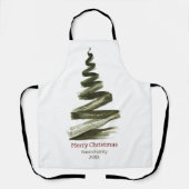 Elegante Weihnachts-Grüne Bäume Wasserfarbe Schürze (Vorderseite)