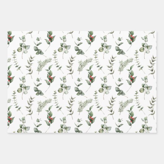 Elegante Weihnachts-Grüntöne mit roten Akzenten ve Geschenkpapier Set (Vorderseite 2)