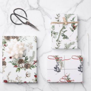 Elegante Weihnachts-Grüntöne mit roten Akzenten ve Geschenkpapier Set