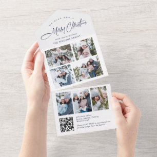 Elegante Weihnachts-Grüße 7 Foto QR Feiertagskarte All In One Einladung