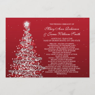 Elegante Weihnachts-Hochzeit Rot Silber Einladung