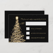Elegante Weihnachts-Hochzeit RSVP Gold Black (Vorne/Hinten)