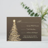 Elegante Weihnachts-Hochzeit RSVP Gold Brown (Stehend Vorderseite)