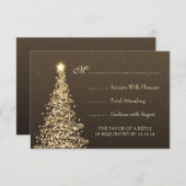 Elegante Weihnachts-Hochzeit RSVP Gold Brown (Vorne/Hinten)