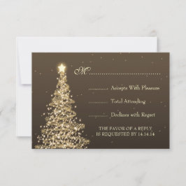Elegante Weihnachts-Hochzeit RSVP Gold Brown Karte