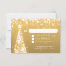 Elegante Weihnachts-Hochzeit RSVP Gold