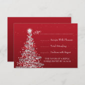 Elegante Weihnachts-Hochzeit RSVP Red Silver (Vorne/Hinten)