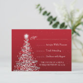 Elegante Weihnachts-Hochzeit RSVP Red Silver Karte (Stehend Vorderseite)