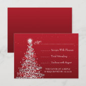 Elegante Weihnachts-Hochzeit RSVP Red Silver Karte (Vorne/Hinten)