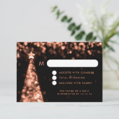 Elegante Weihnachts-Hochzeit RSVP Rose Gold (Stehend Vorderseite)