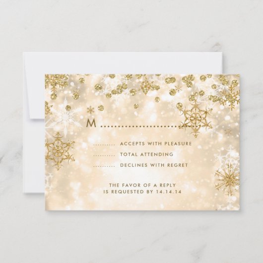Elegante Weihnachts-Hochzeit RSVP Sparkle Gold (Vorderseite)