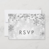 Elegante Weihnachts-Hochzeit RSVP Sparkle Silver Karte (Rückseite)